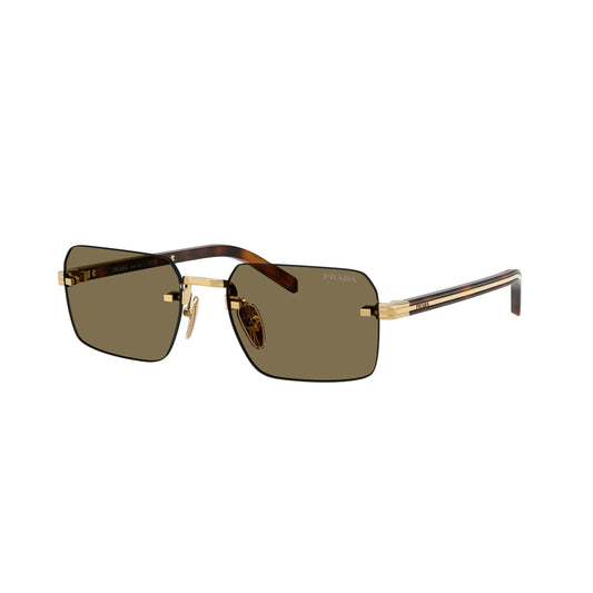 Lunettes de soleil Prada PR D55S 5AK90F or marron rectangulaires