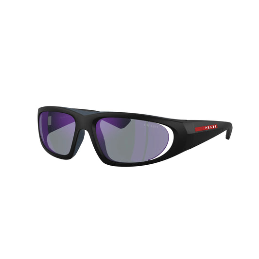 Lunettes de soleil enveloppantes Prada Linea Rossa PS B03S 1BO10J noir mat