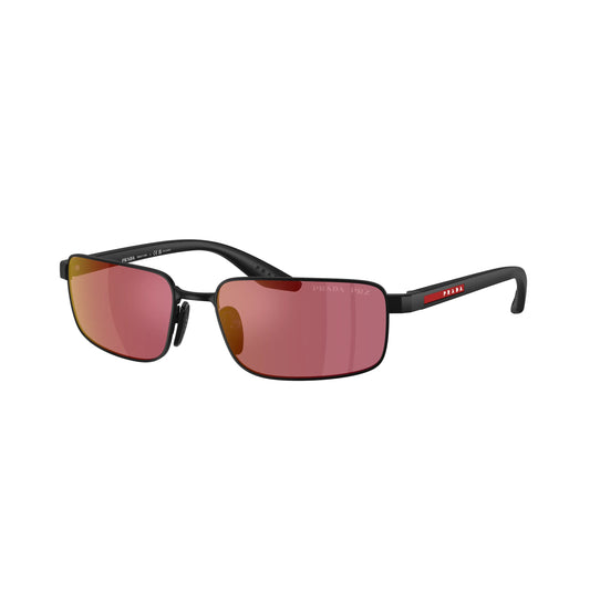 Lunettes de soleil Prada Linea Rossa PS B54S 1BO07A Noir Mat Rouge Polarisé rectangulaires