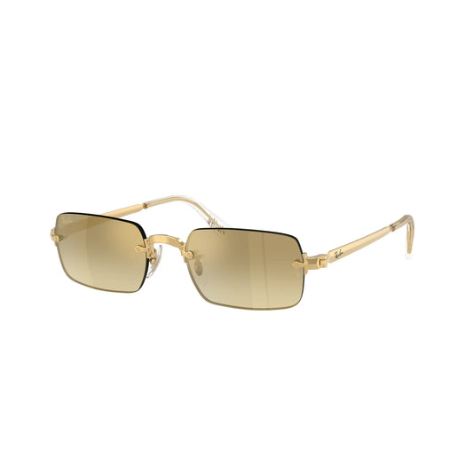 Lunettes de soleil Ray-Ban RB3928 001/7I or brun dégradé doré miroir rectangulaires