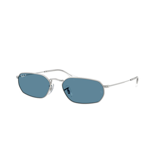 Lunettes de soleil géométriques Ray-Ban RB3947 003/S2 Silver Blue Polarized
