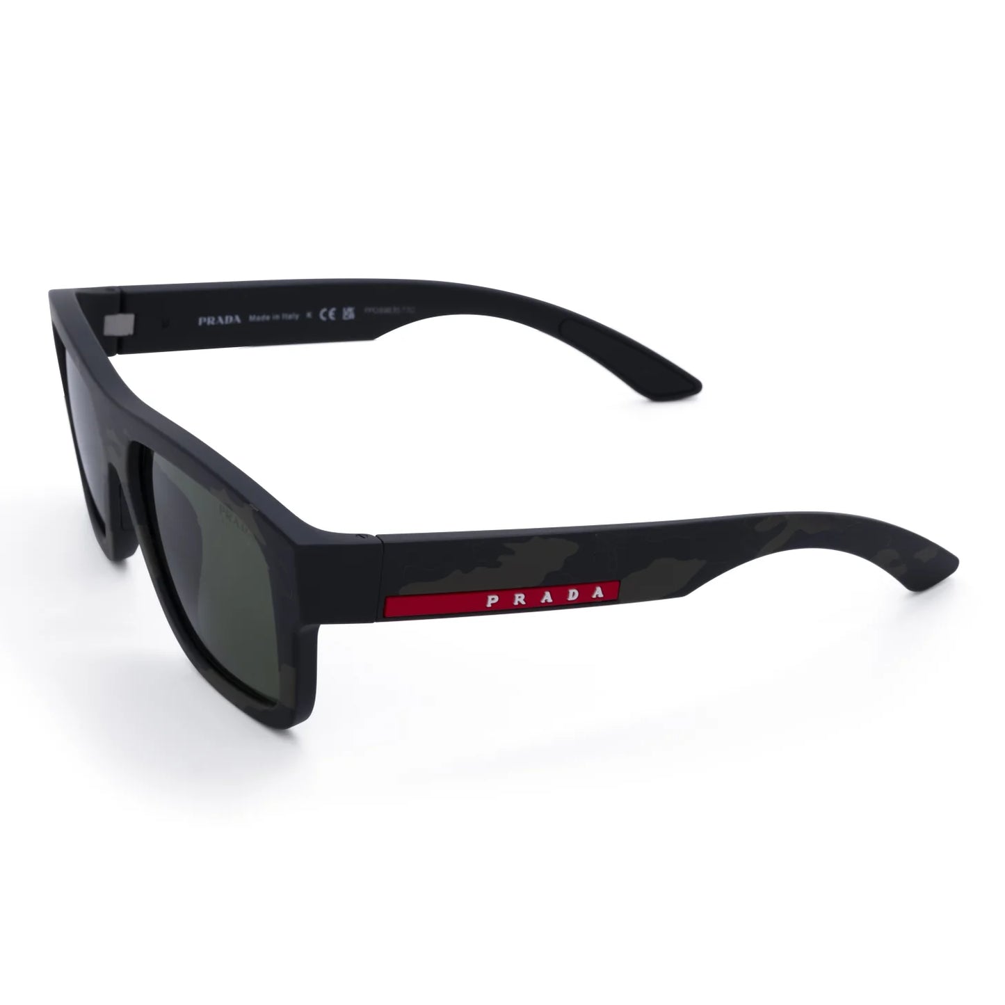 Occhiale da sole Prada Linea Rossa PS 04ZS 14X90I Verde Camouflage - lato - Shop Ottica Mineo