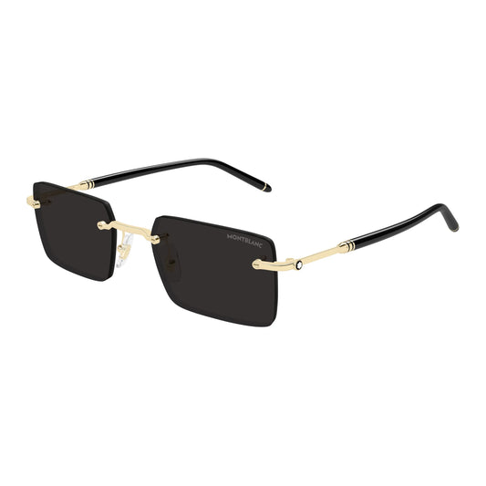 Lunettes de soleil rectangulaires Montblanc MB0482S-001 Black Gold Grey