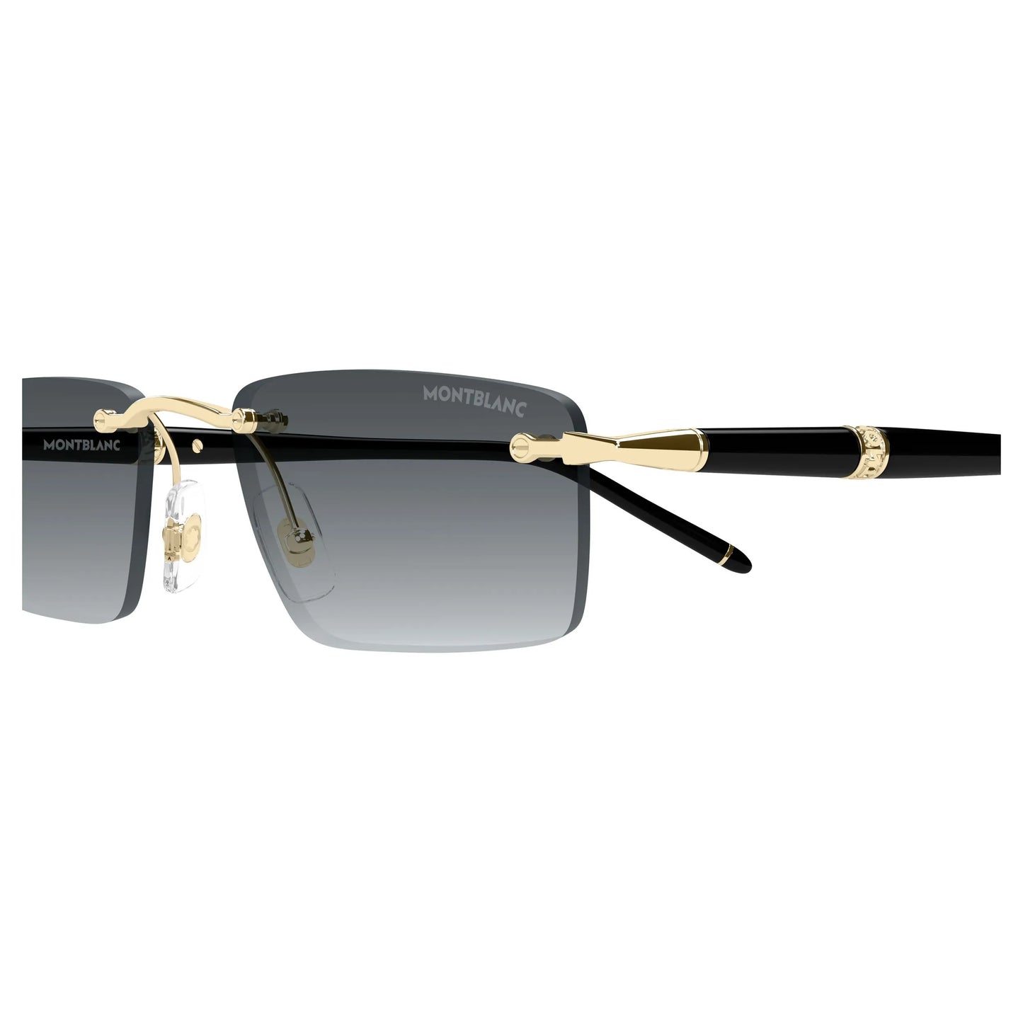 Occhiali da sole Montblanc MB0484S-001 Black Gold Grey rettangolari