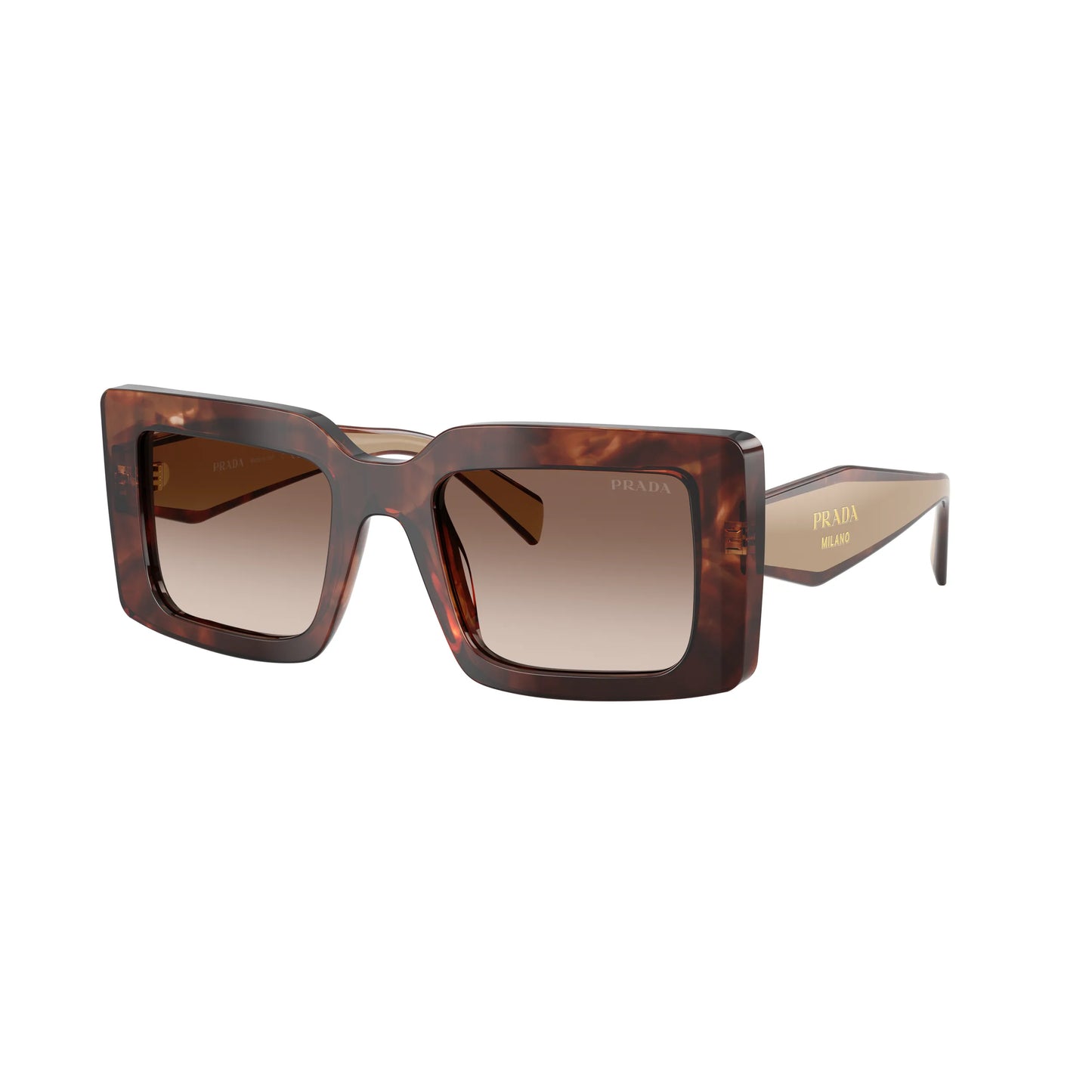 Occhiali da sole Prada PR D01S 00K10S Caramello Tartarugato Brown Gradient rettangolari