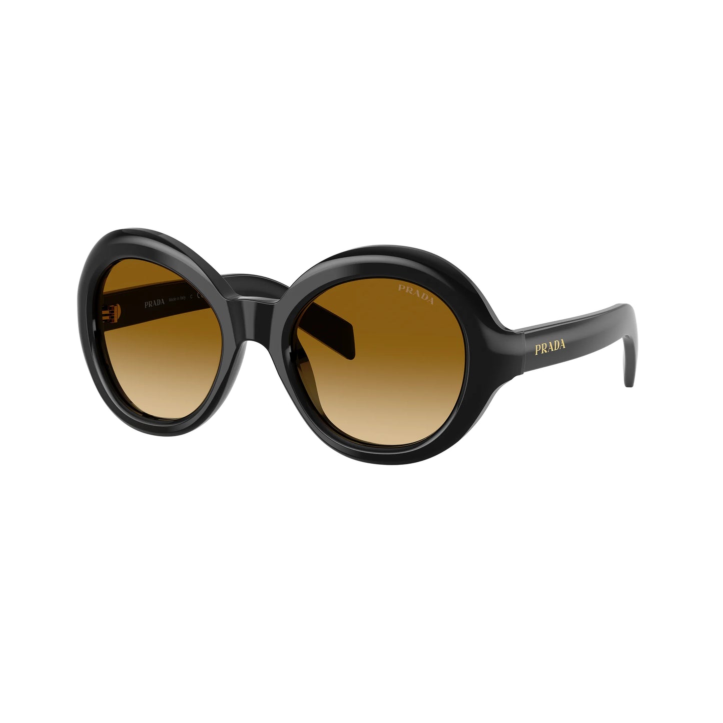 Occhiali da sole Prada PR D08SU 16K10X Black Yellow Brown Gradient rotondi