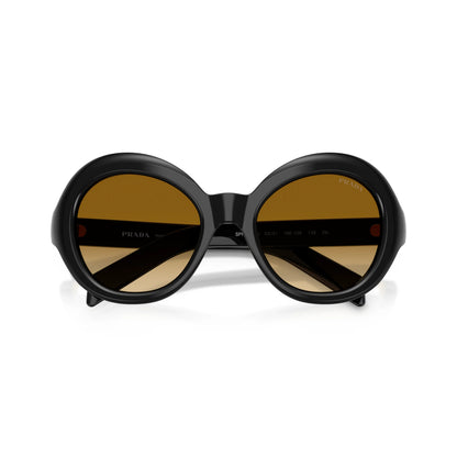 Occhiali da sole Prada PR D08SU 16K10X Black Yellow Brown Gradient rotondi