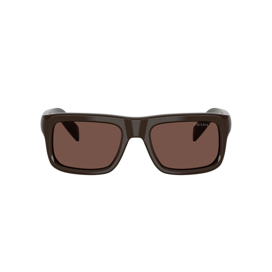Lunettes de soleil rectangulaires Prada PR D11S 27I90W Cigar Chocolate Black
