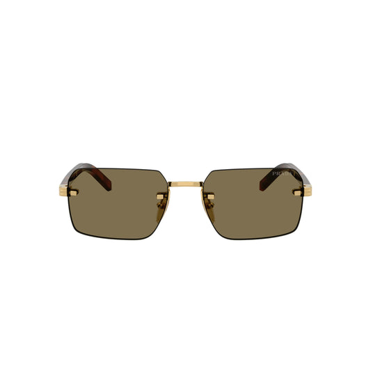 Lunettes de soleil Prada PR D55S 5AK90F or marron rectangulaires