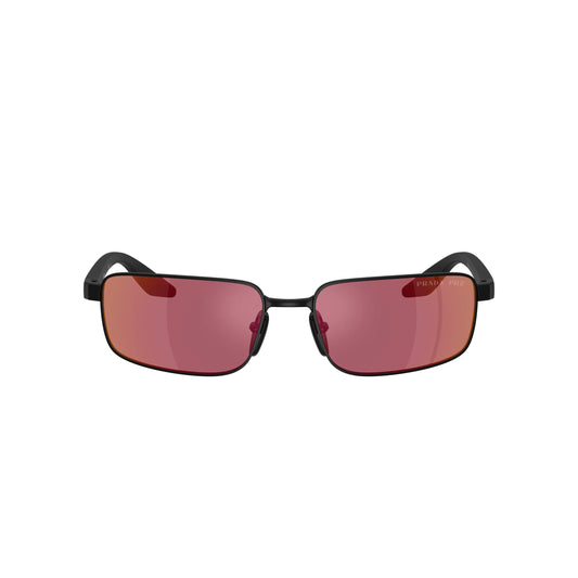 Lunettes de soleil Prada Linea Rossa PS B54S 1BO07A Noir Mat Rouge Polarisé rectangulaires