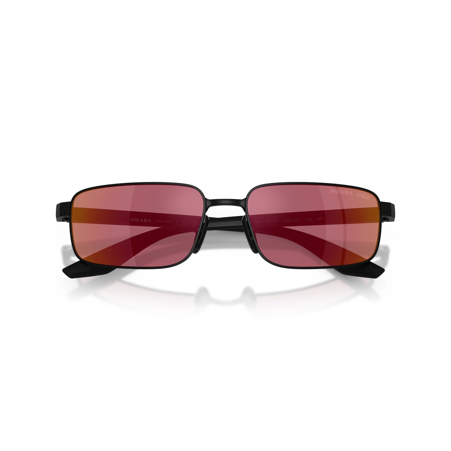 Lunettes de soleil Prada Linea Rossa PS B54S 1BO07A Noir Mat Rouge Polarisé rectangulaires
