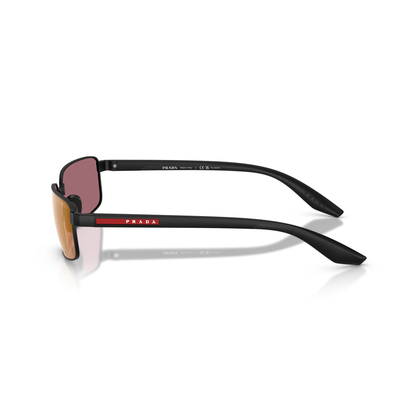 Lunettes de soleil Prada Linea Rossa PS B54S 1BO07A Noir Mat Rouge Polarisé rectangulaires