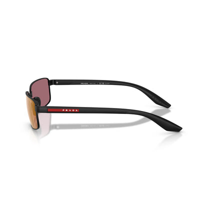 Lunettes de soleil Prada Linea Rossa PS B54S 1BO07A Noir Mat Rouge Polarisé rectangulaires