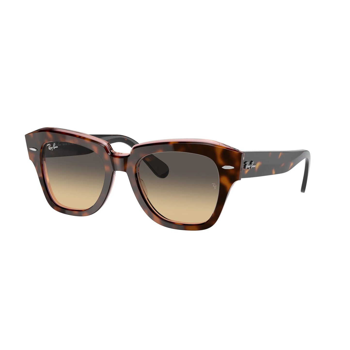 Lunettes de soleil Ray-Ban State Street RB2186 1324BG Havane sur rose transparent