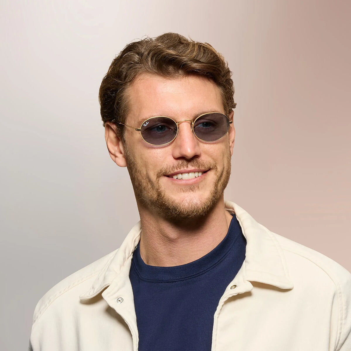 Occhiale da sole Ray-Ban Oval RB3547 001/56 Oro/Blu