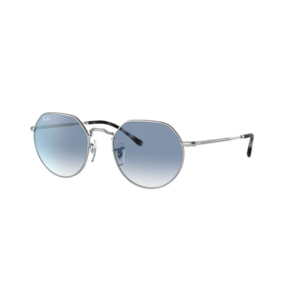 Lunettes de soleil rondes Ray-Ban RB3565 003/3F Argent-Bleu
