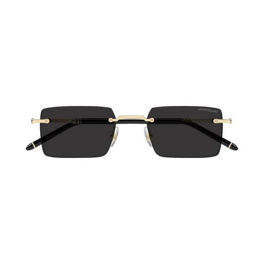 Lunettes de soleil rectangulaires Montblanc MB0482S-001 Black Gold Grey