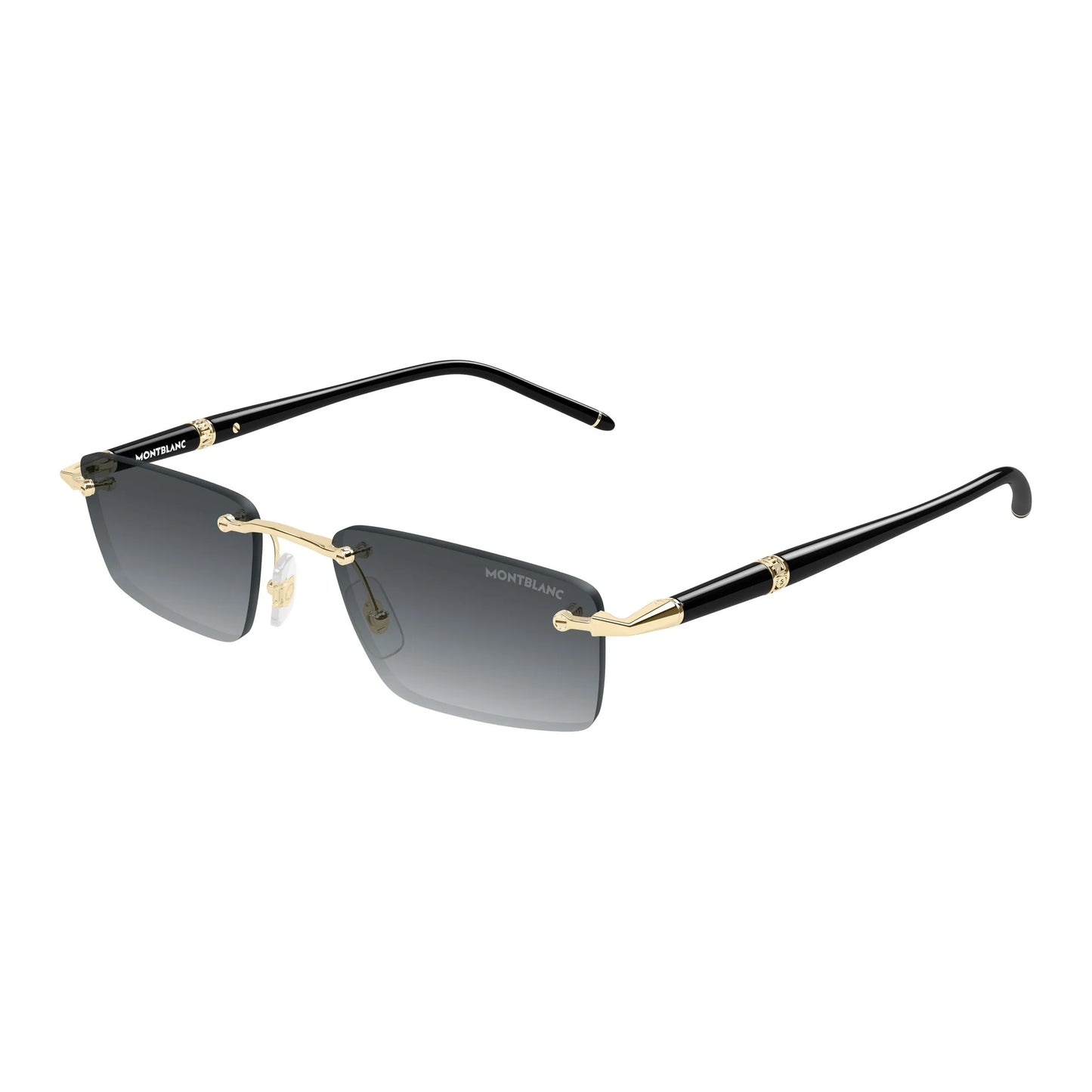 Occhiali da sole Montblanc MB0484S-001 Black Gold Grey rettangolari
