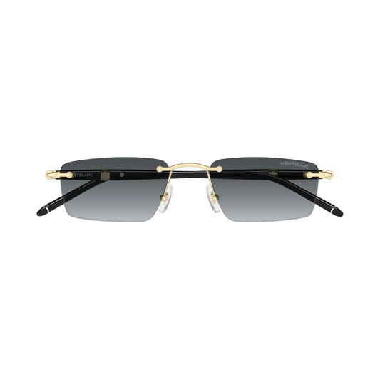 Lunettes de soleil Montblanc MB0484S-001 Noir Or Gris rectangulaires
