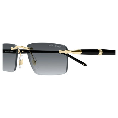 Occhiali da sole Montblanc MB0484S-001 Black Gold Grey rettangolari