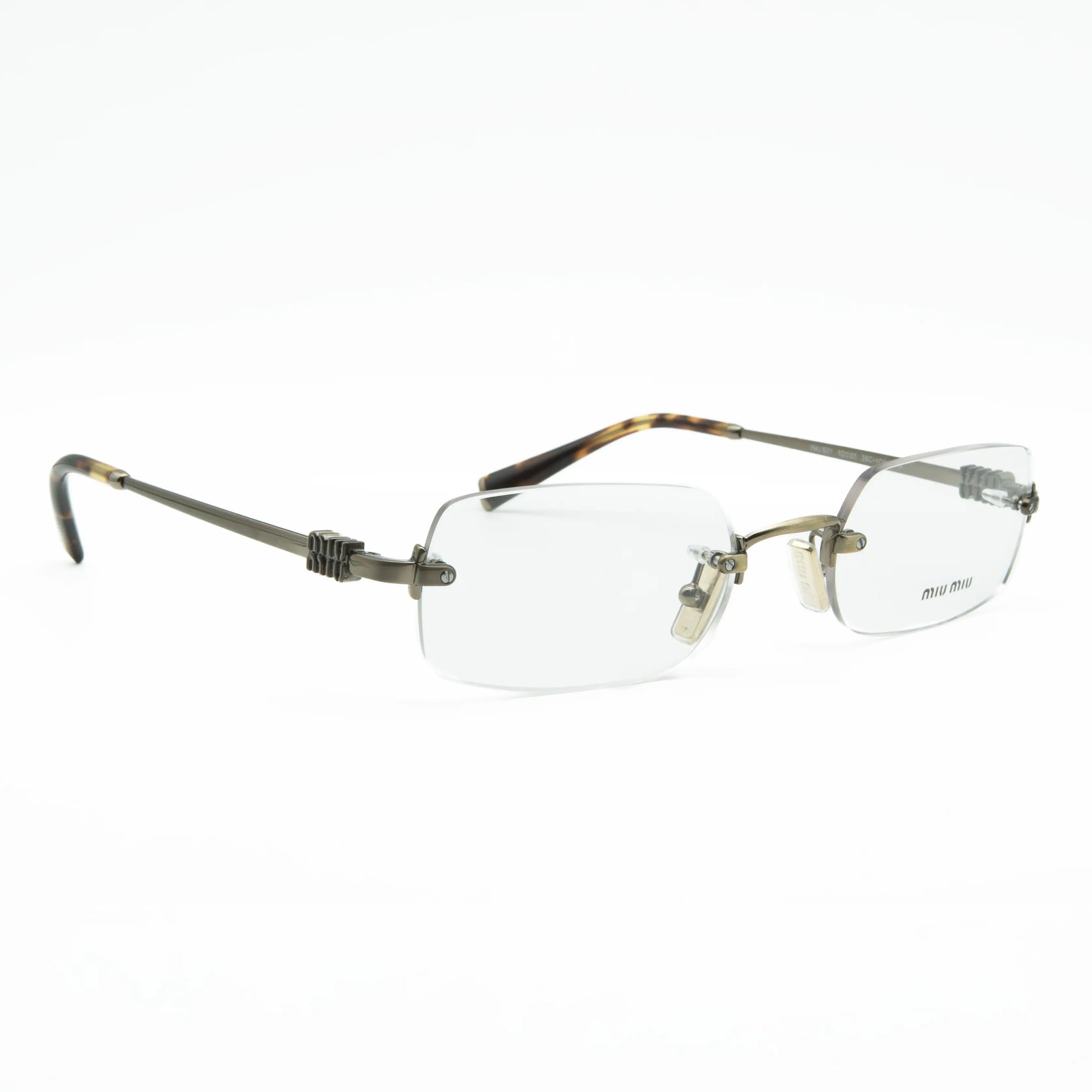 Occhiale da vista Miu Miu MU 50YV 26C1O1 Old Gold - lato - Shop Ottica Mineo