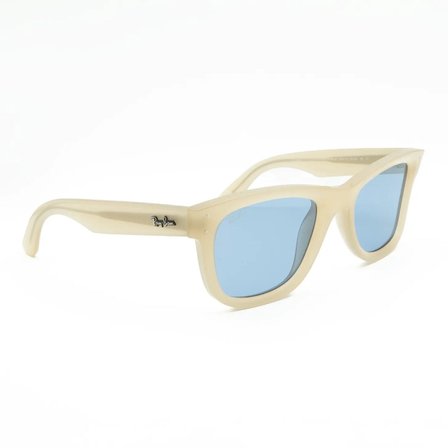 Occhiale da sole Ray-Ban Wayfarer Reverse RBR0502S 678072 Beige opalino/ Azzurro - lato - Shop Ottica Mineo