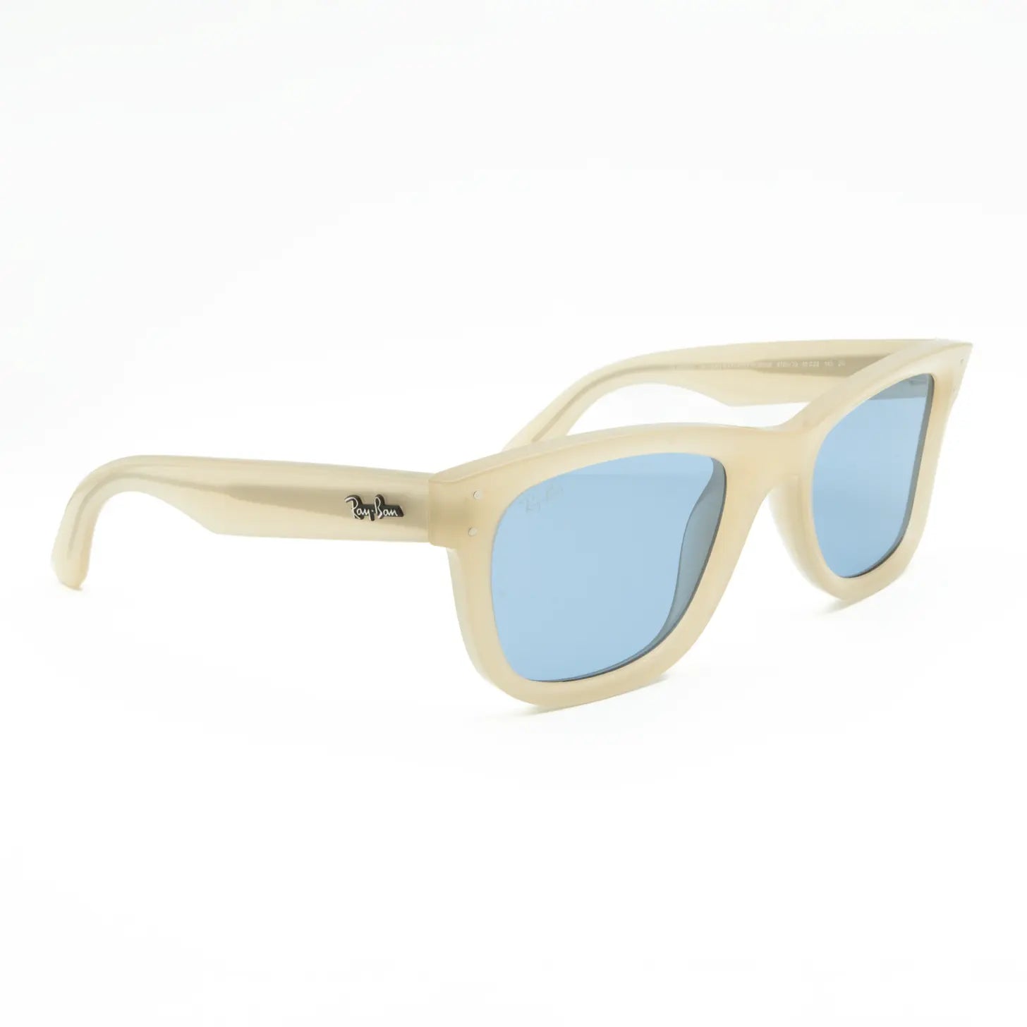 Occhiale da sole Ray-Ban Wayfarer Reverse RBR0502S 678072 Beige opalino/ Azzurro - lato - Shop Ottica Mineo